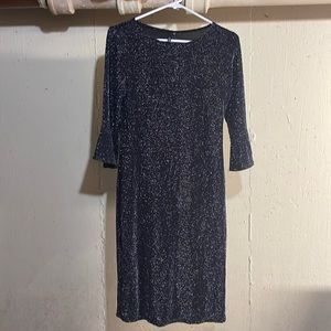 MIK Size Small Sparkle and Shine Black Dress- 3/4 Bell Sleeve-
